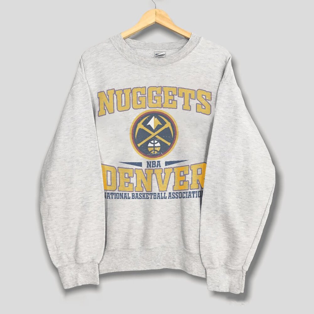 Vintage 90s Denver Nuggets Basketball Crewneck Sweatshirt, Denver Nuggets Shirt